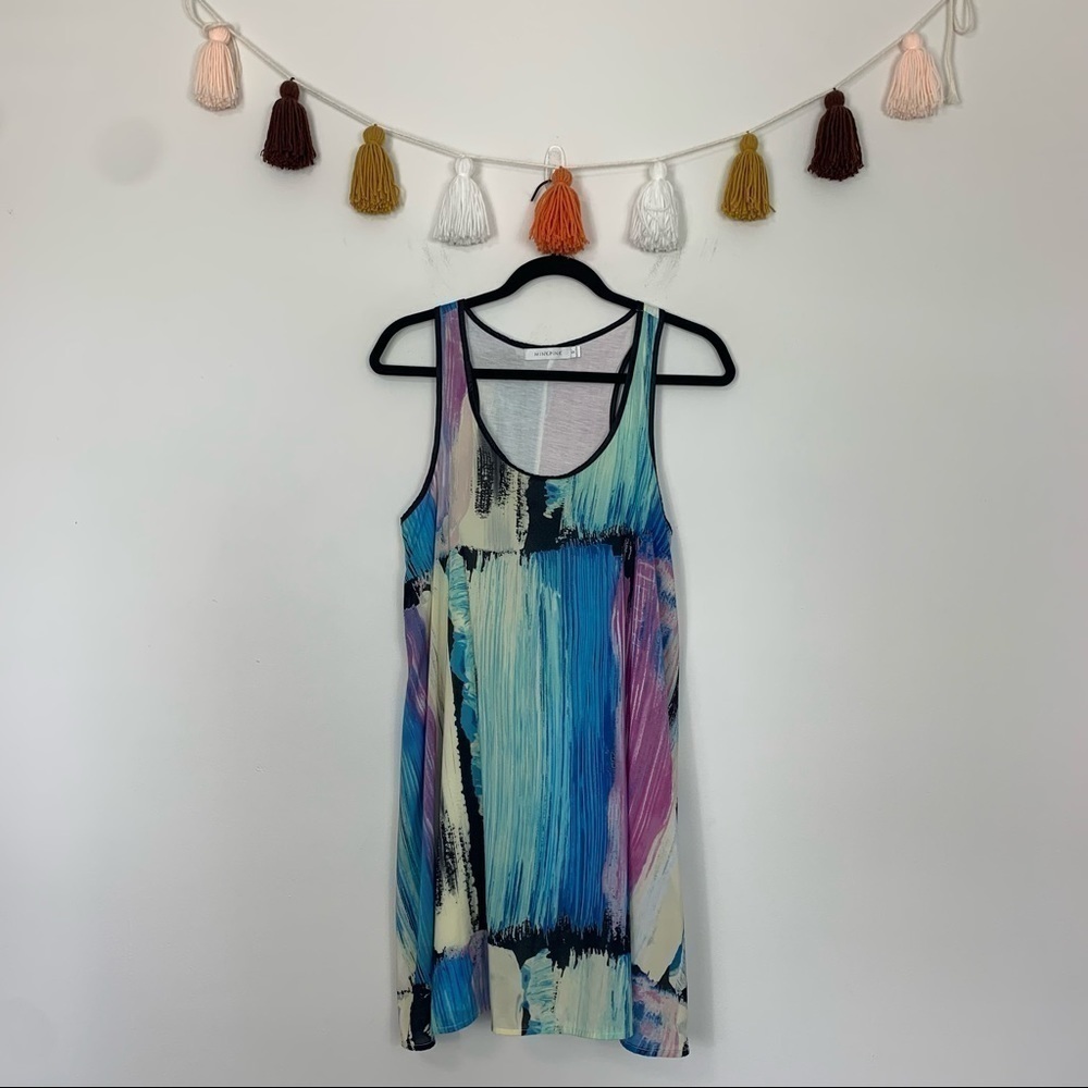 Minkpink Watercolor Print Swing Mini Dress Size Small
